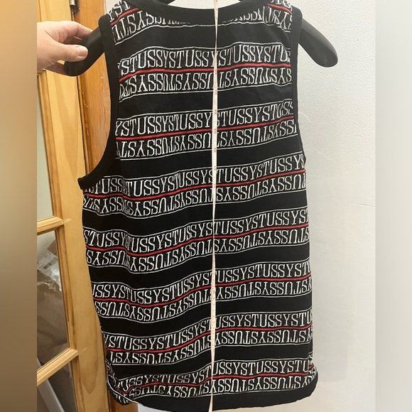 STÜSSY Signature Logo Stripe Band Tank Top Surfing Skateboard Hip Hop Shirt Art - Picture 11 of 14